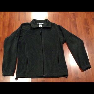 COLUMBIA Dark Gray Fleece Jacket Adjustable Waist